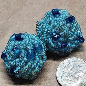 Lisner 1960's Turquoise-Blue Beaded Clip Earrings